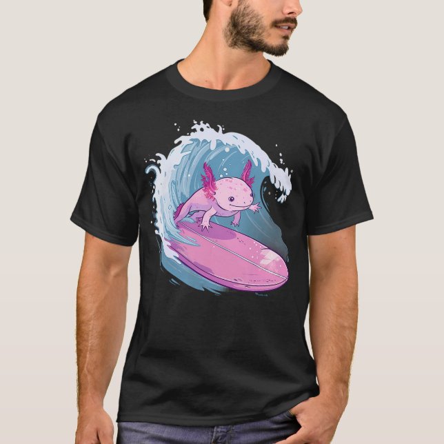Axolotl Surfing Ocean Sea Axolotl Sea Ocean Animal T Shirt (Framsida)