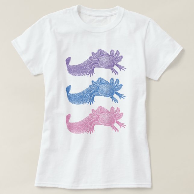 Axolotl T-Shirt - LILA, BLÅ och ROSA (Design framsida)