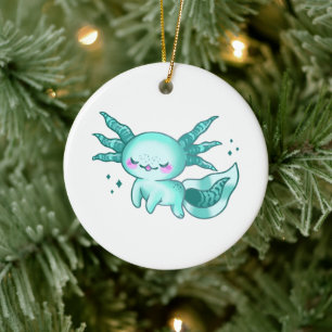 Axolotl Tecknad för matsmält ljus som Julgransprydnad Keramik