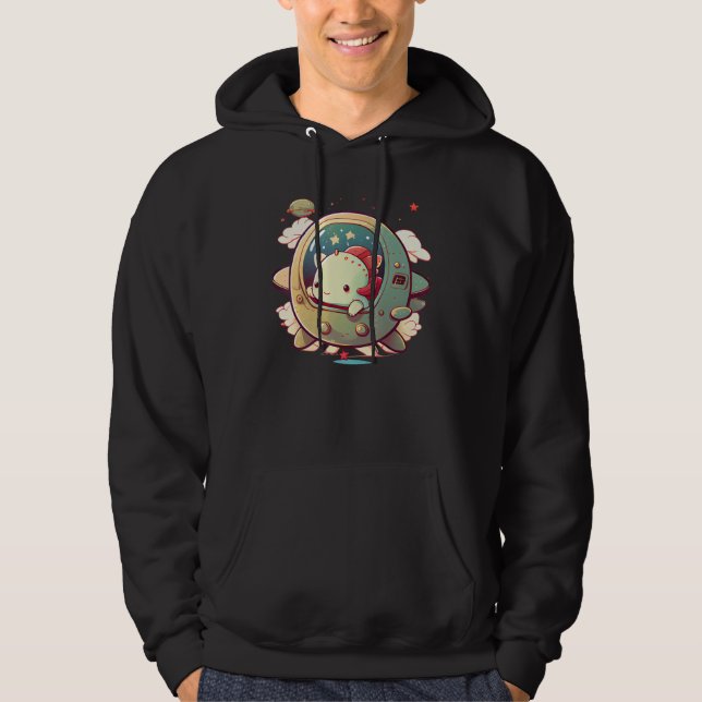 Axolotl UFO Funny Konstig Alien Lolt Women Sci Fi  Hoodie (Framsida)