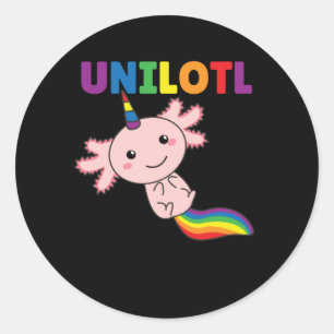 Axolotl Unilotl Unicorn-gullet Axolotl Rainbow Runt Klistermärke