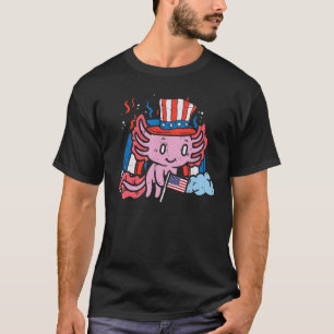 Axolotl US Flagga Top hat, utfall 4 juli, Patriot T Shirt