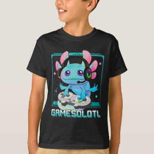 Axolotl Videospelare Kawaii Pastell Goth Söt Anime T Shirt