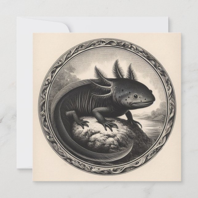 Axolotl Vintage Illustration Kort (Framsida)