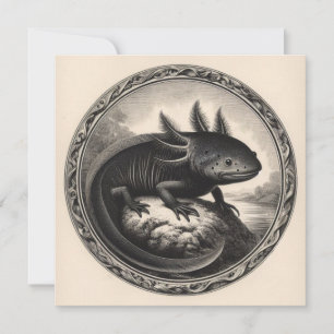 Axolotl Vintage Illustration Kort