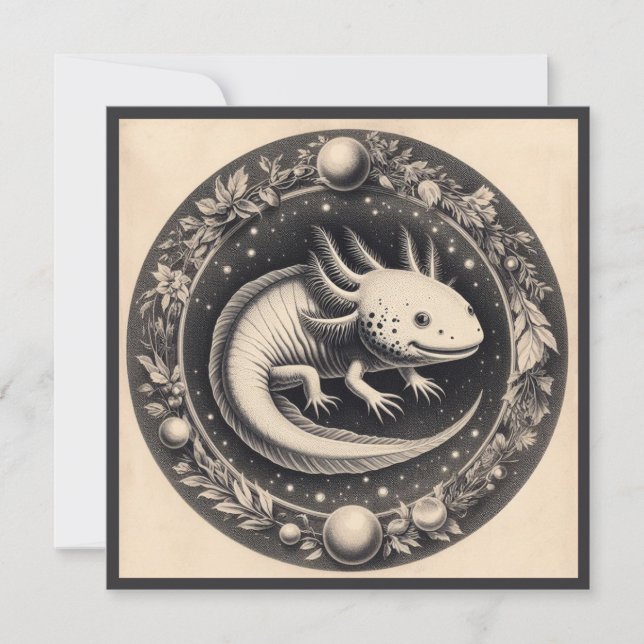 Axolotl Vintage Illustration Kort (Framsida)