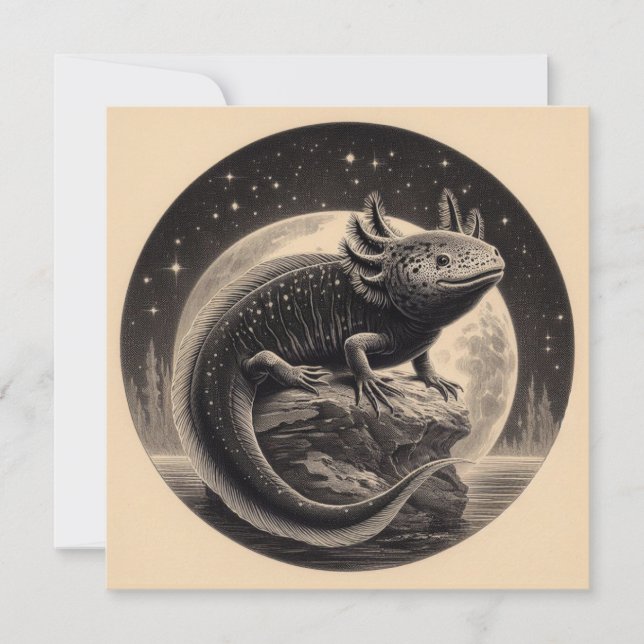 Axolotl Vintage Illustration Kort (Framsida)