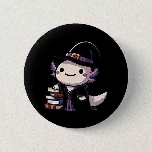Axolotl Witch - Cute Halloween Knapp (Framsida)
