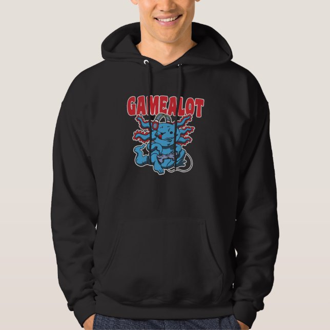 Axolotl with controller and the saying Gamealot Hoodie (Framsida)