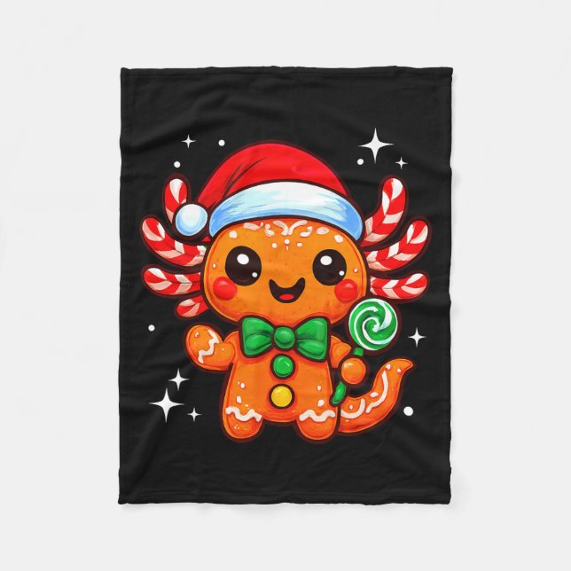 Axolotl Xmas Hat Santa Cute Funny Christmas Pajama Fleecefilt (Framsidan)