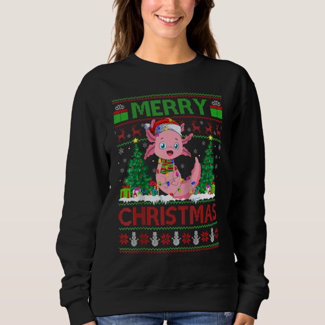 Axolotl   Xmas Tree Lights Ugly Santa Axolotl Chri T Shirt (Framsida)