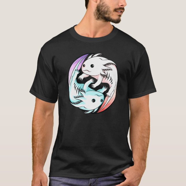 Axolotl Yin Yang Cute Mexican Walking Fish Boys G T Shirt (Framsida)