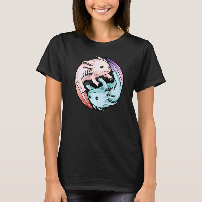Axolotl Yin Yang Cute Mexican Walking Fish Kids G T Shirt (Framsida)