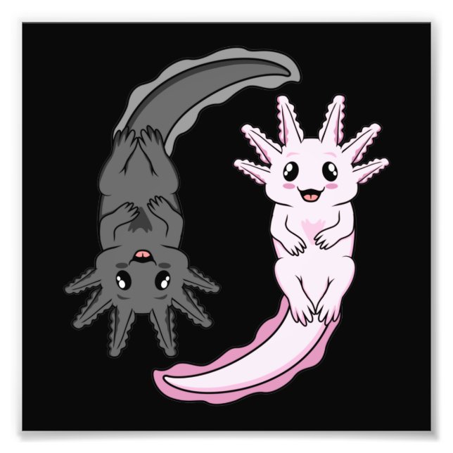 Axolotl Yin Yang Kawaii Animal Axolotls Älskare Ow Fototryck (Framsidan)