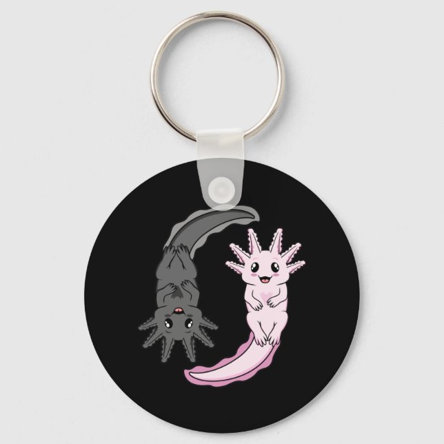 Axolotl Yin Yang Kawaii Animal Axolotls Älskare Ow Nyckelring (Framsida)