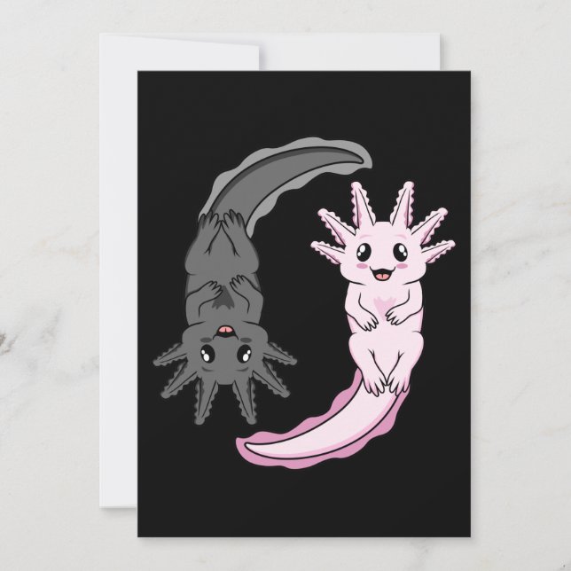 Axolotl Yin Yang Kawaii Djur Axolotls Ägare Älskar Tack Kort (Framsida)