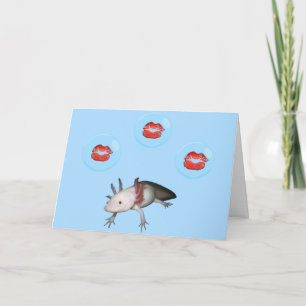 Axolotlen kysser valentinkortet helgkort