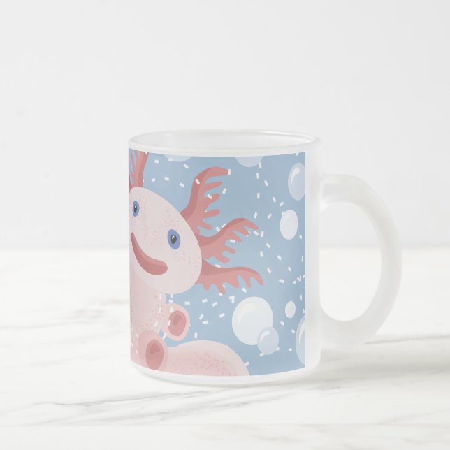 Axolotlen och bubblar djärv vektordesign frostad glasmugg (Höger)