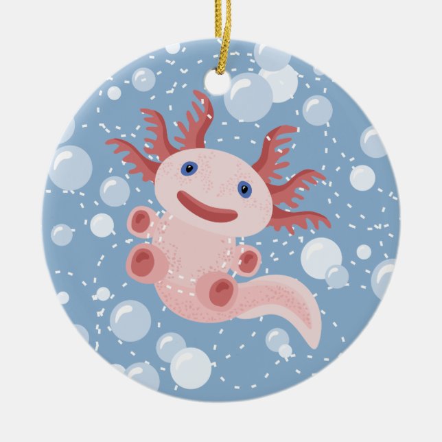 Axolotlen och bubblar djärv vektordesign julgransprydnad keramik (Framsidan)