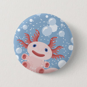 Axolotlen och bubblar djärv vektordesign knapp