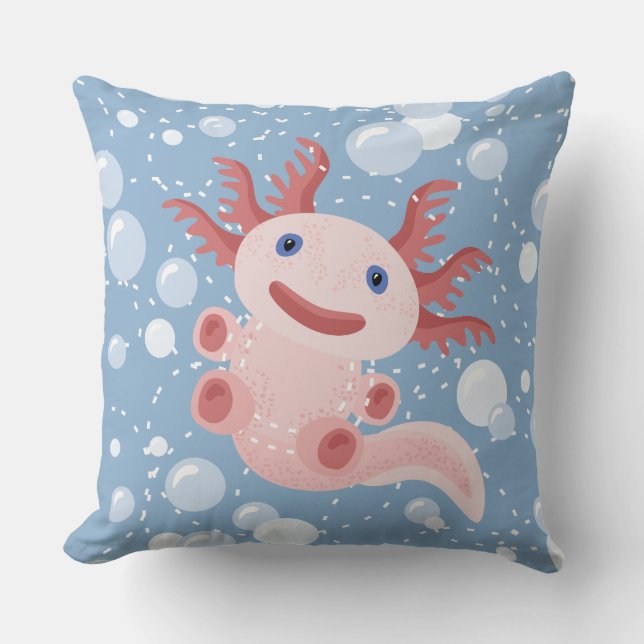 Axolotlen och bubblar djärv vektordesign kudde (Framsida)