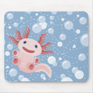 Axolotlen och bubblar djärv vektordesign musmatta
