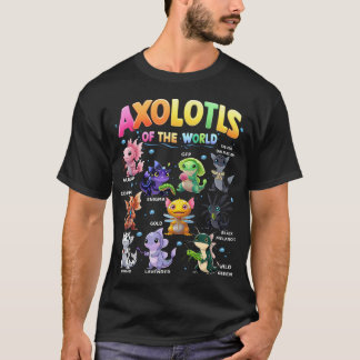 Axolotler i Världen Söta Kawaii T Shirt