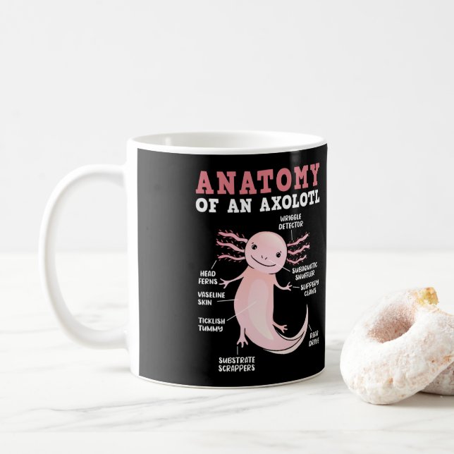 Axolotls anatomi hos en Axolotl Kawaii Kaffemugg (Med munk)