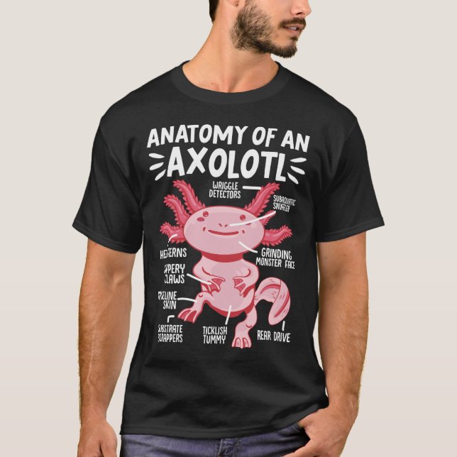 Axolotls anatomi hos en Axolotl Kawaii T Shirt (Framsida)