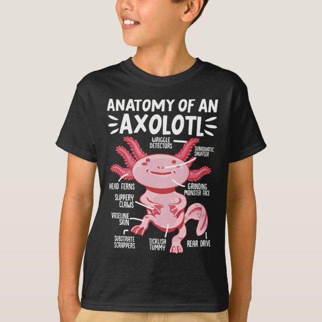 Axolotls Anatomy Of An Axolotl Kawaii T Shirt (Framsida)