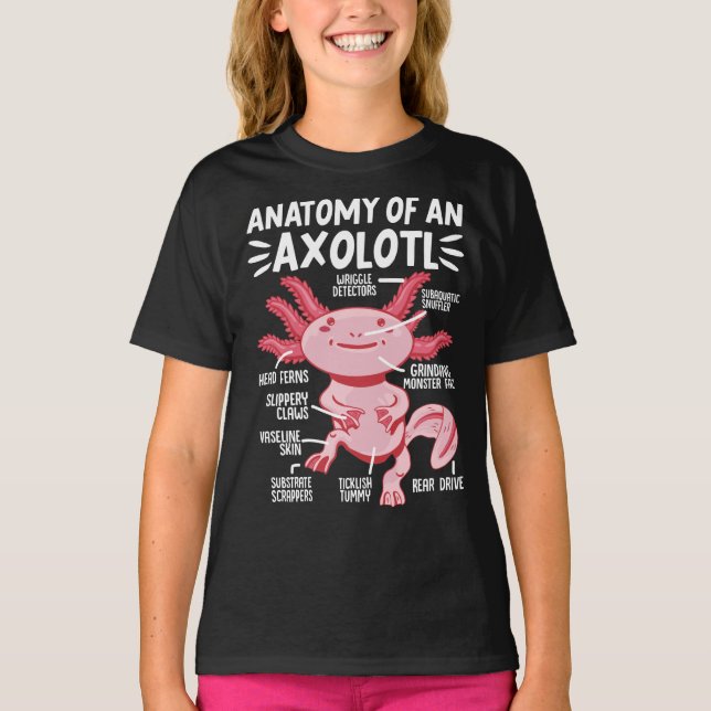 Axolotls Anatomy Of An Axolotl Kawaii T Shirt (Framsida)
