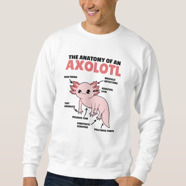 Axolotls förklarande anatomi hos en axolotl lång ärmad tröja (Framsida)