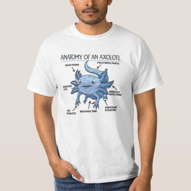 Axolotls förklarande anatomi hos en axolotl t shirt (Framsida)