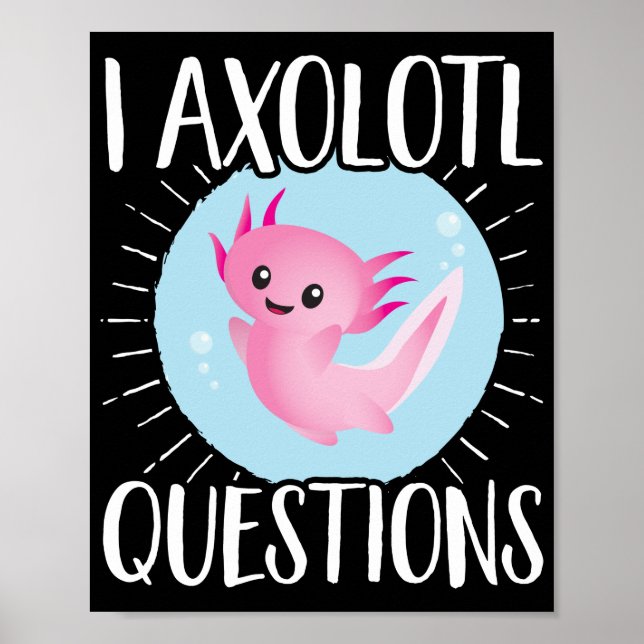 Axolotls I Axolotl Frågar Kawaii Poster (Framsidan)