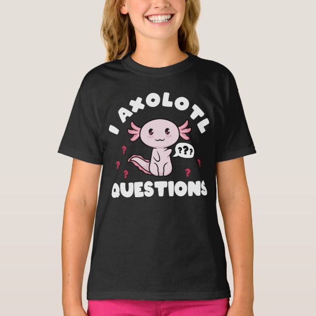 Axolotls I Axolotl Frågar Kawaii T Shirt (Framsida)