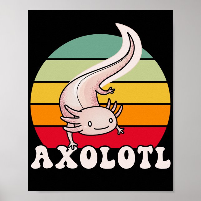 Axolotls Retro Sunset Axolotl Kawaii Poster (Framsidan)