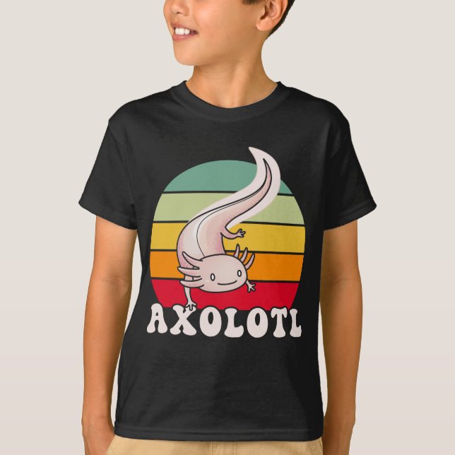 Axolotls Retro Sunset Axolotl Kawaii T Shirt (Framsida)