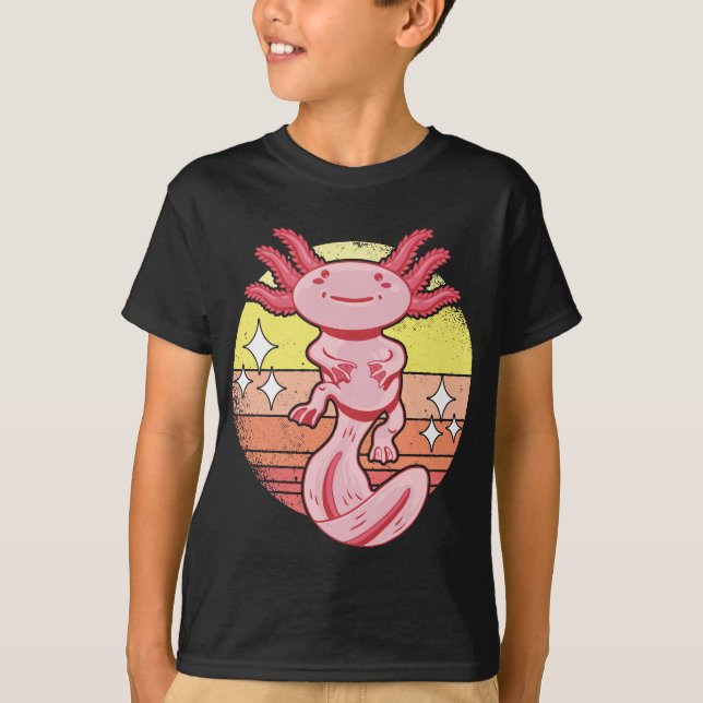Axolotls Retro Sunset Axolotl Kawaii T Shirt (Framsida)