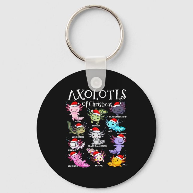 Axolotls Santa Hat Christmas Pajama Cute Animal Ax Nyckelring (Framsida)