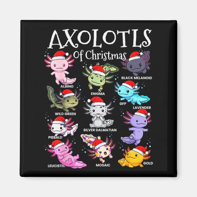 Axolotls Santa Hatt Jul Pyjamas Söt Djur Ax Magnet (Framsidan)