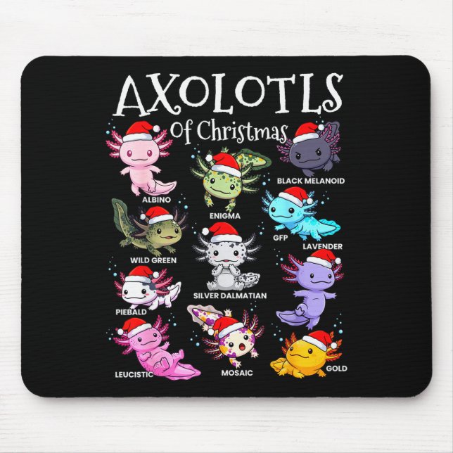 Axolotls Santa Hatt Jul Pyjamas Söt Djur Ax Musmatta (Framsidan)