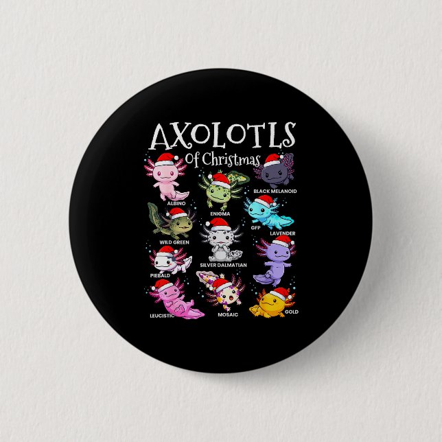 Axolotls Santa Hatt Jul Tröja Söt Djur Ax Knapp (Framsida)