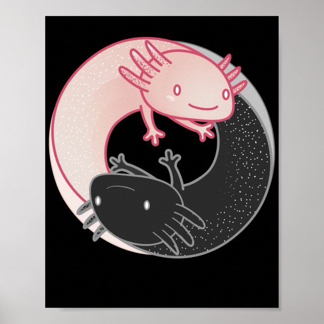 Axolotls Yin Yang Kawaii Poster (Framsidan)