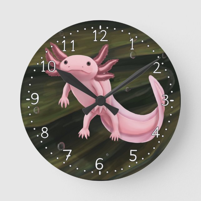 Axolotlurklocka Rund Klocka (Framsida)