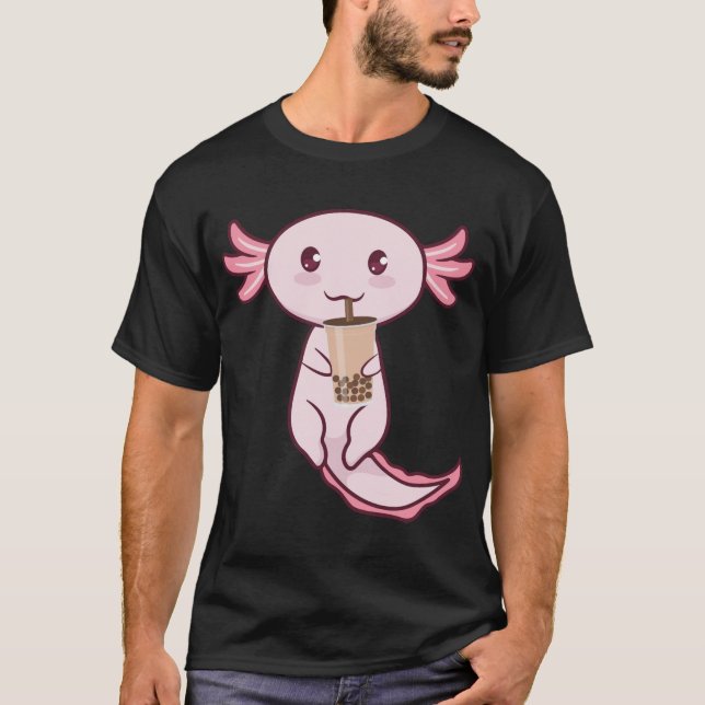 Axolotti Älskare Pet Animal Axolotl Bubble Tea Kaw T Shirt (Framsida)