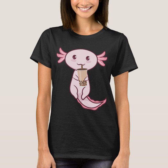 Axolotti Älskare Pet Animal Axolotl Bubble Tea Kaw T Shirt (Framsida)