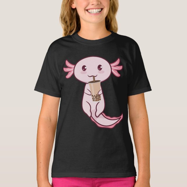 Axolotti Älskare Pet Animal Axolotl Bubble Tea Kaw T Shirt (Framsida)