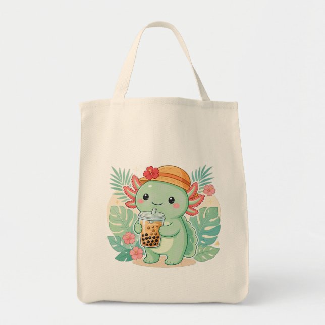 Axolotxl gröna handväskor tygkasse (Framsidan)