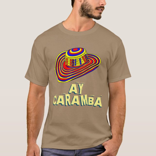 Ay caramba färgrik mexicansk sombreroskjorta tee shirt (Framsida)