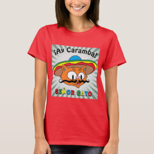 ¡Ay Caramba! Mexikansk Tecknad Katt Señor Gato™ T Shirt